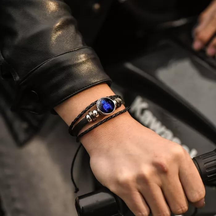 VBWEOI Store Gleym Bracelet, Zodiac Signs Spirit Bracelet, Multilayer Adjustable 12 Constellation Zodiac PU Leather Bracelet, Gleym Manifestation Bracelet Jewelry Gifts for Women and Man - Image 3